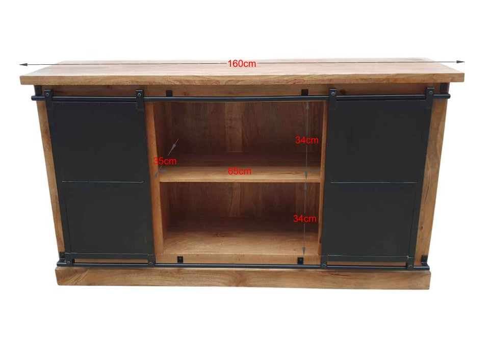 Buffet industriel INDUS - Bois massif et métal - 160 à 200 cm