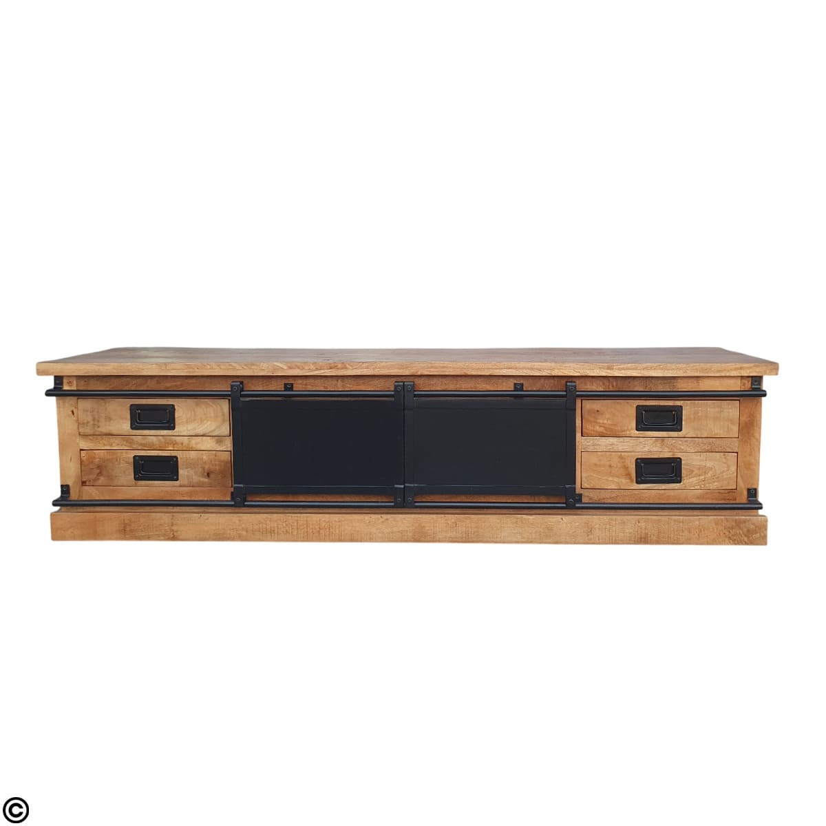 Meuble tv industriel avec portes coulissantes - 180 à 200 cm