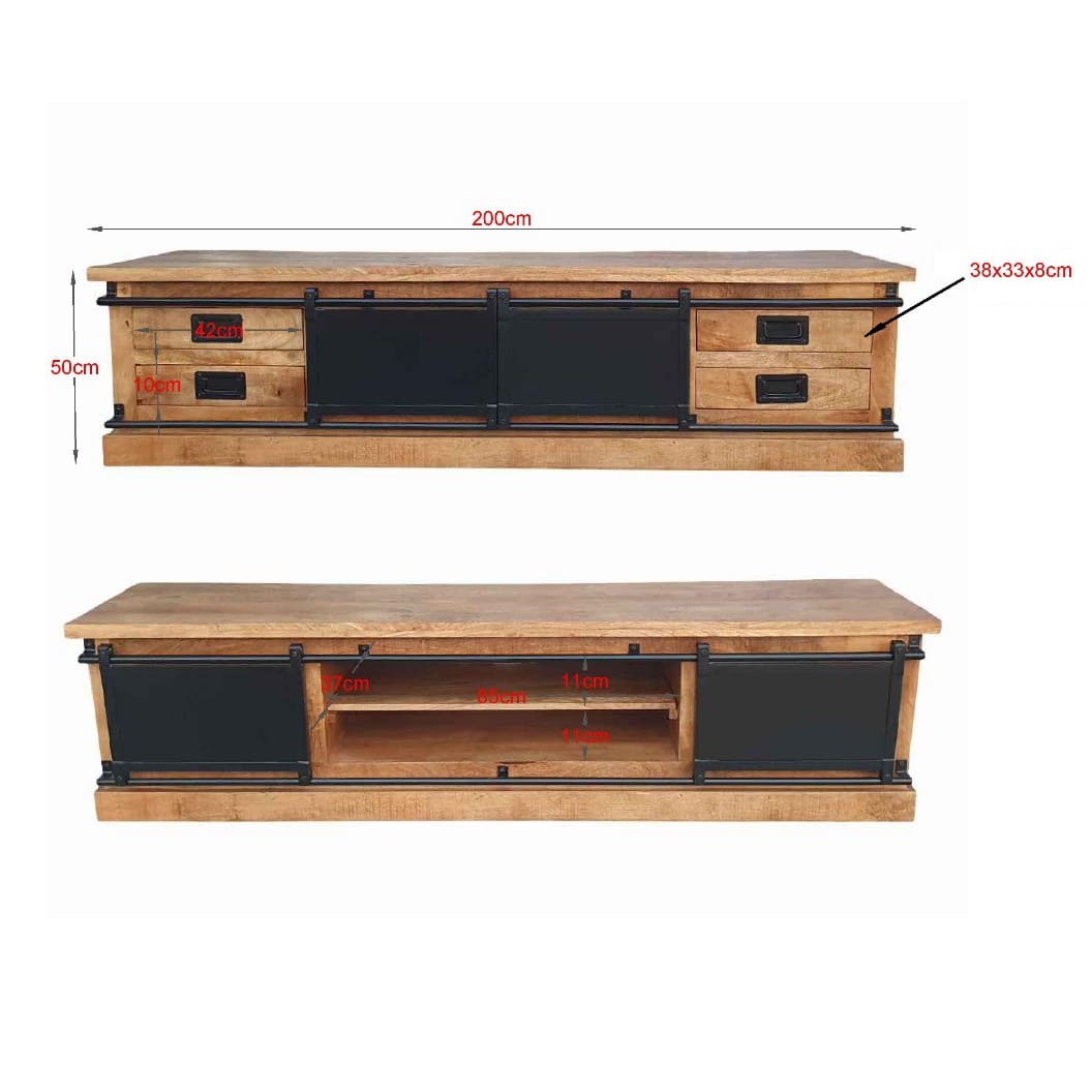 Découvrez notre meuble TV industriel avec portes coulissantes, le choix idéal pour ajouter une touche de style et de fonctionnalité à votre espace de divertissement. Kukuu, meubles industriels de qualité.