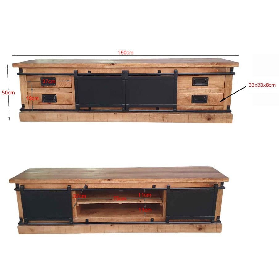 Découvrez notre meuble TV industriel avec portes coulissantes, le choix idéal pour ajouter une touche de style et de fonctionnalité à votre espace de divertissement. Kukuu, meubles industriels de qualité.