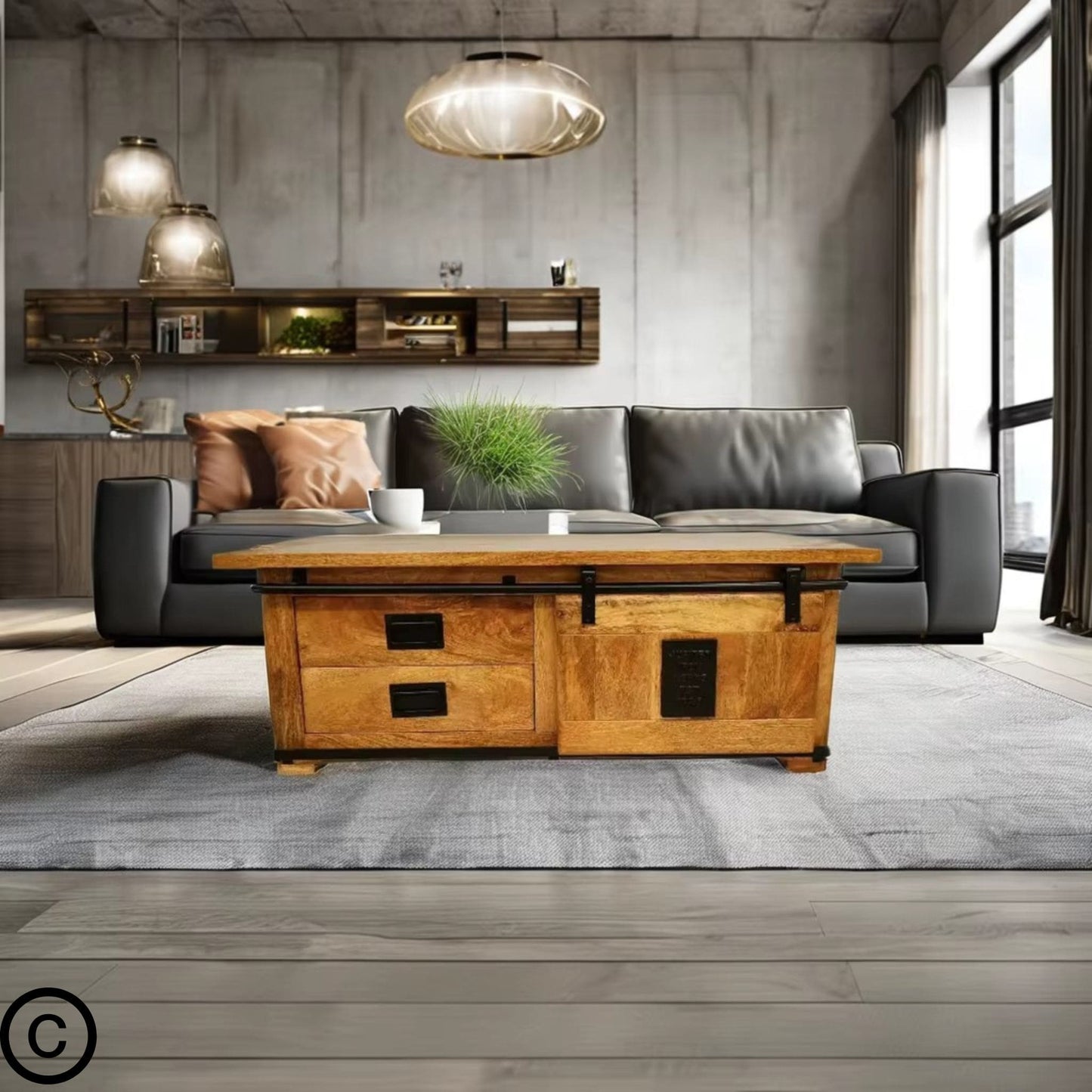 Table basse manguier et métal - New York (Dispo mi décembre)