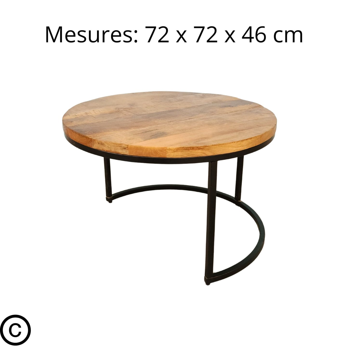 Lot de 3 tables basses gigognes indus en bois et métal. Kukuu, meubles industriels de qualité.