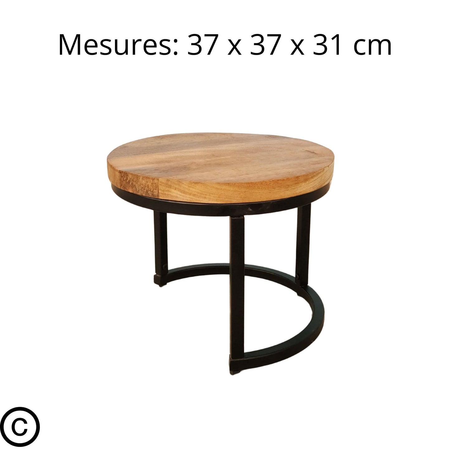 Lot de 3 tables basses gigognes indus en bois et métal. Kukuu, meubles industriels de qualité.