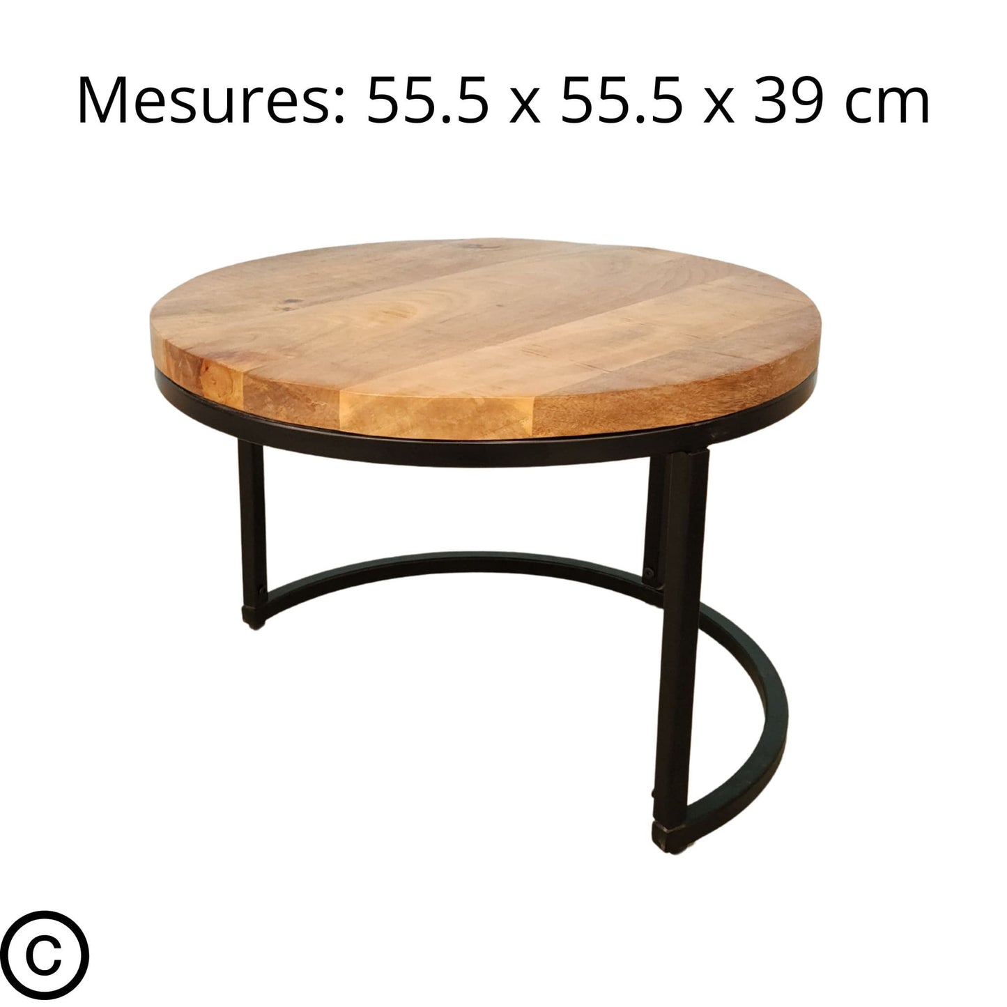 Lot de 3 tables basses gigognes indus en bois et métal. Kukuu, meubles industriels de qualité.