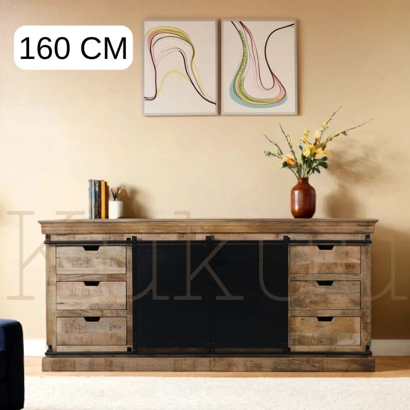 Buffet industriel bois massif CROWN