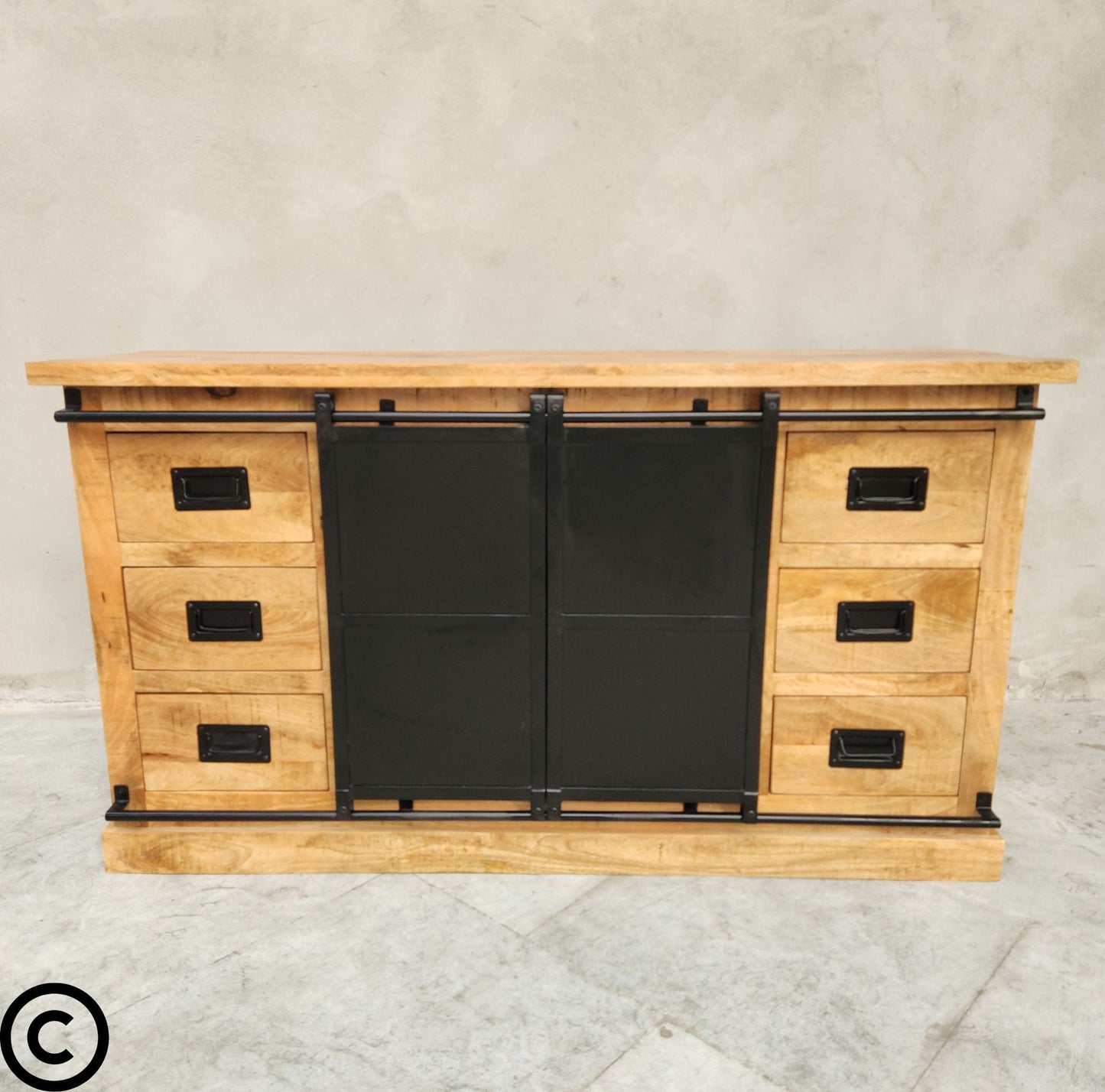 Buffet industriel INDUS - Bois massif et métal - 160 à 200 cm