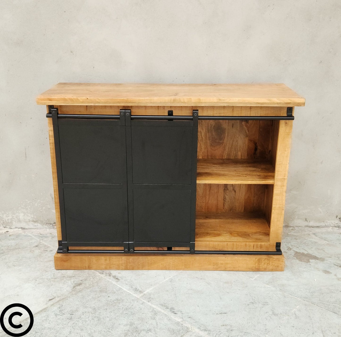 Buffet industriel 120 cm - manguier et métal - INDUS