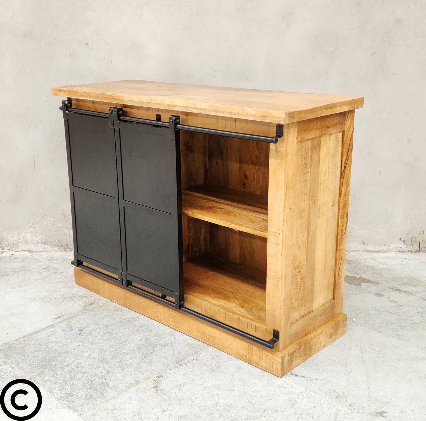 Buffet industriel 120 cm - manguier et métal - INDUS
