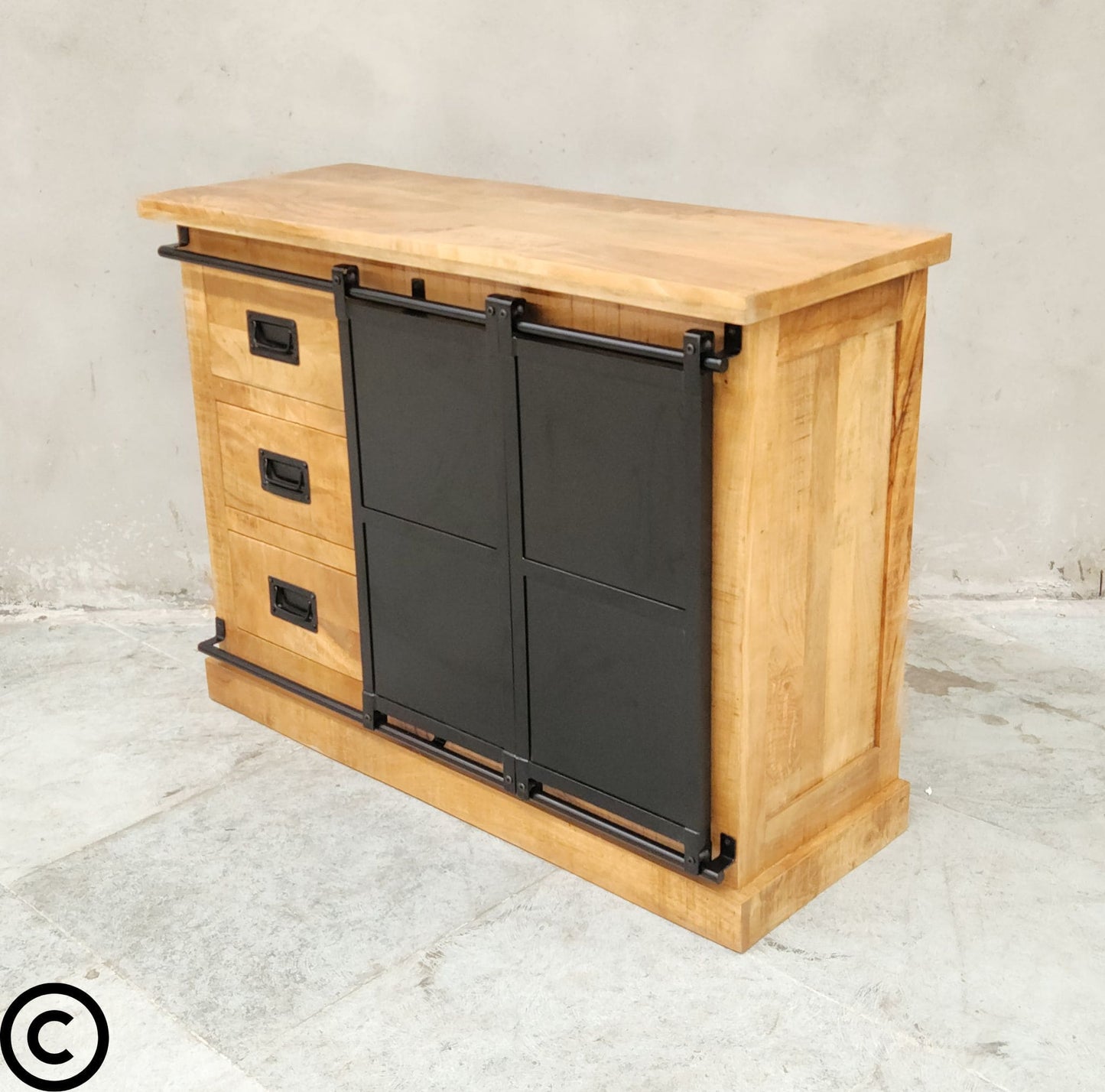 Buffet industriel 120 cm - manguier et métal - INDUS