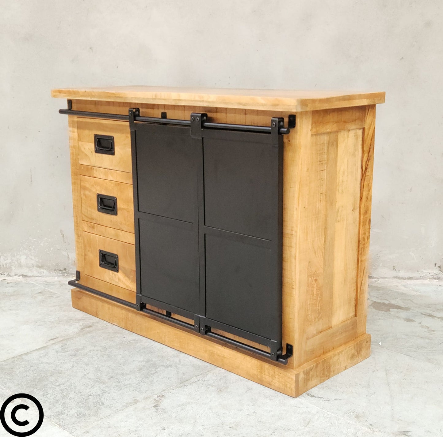 Buffet industriel 120 cm - manguier et métal - INDUS