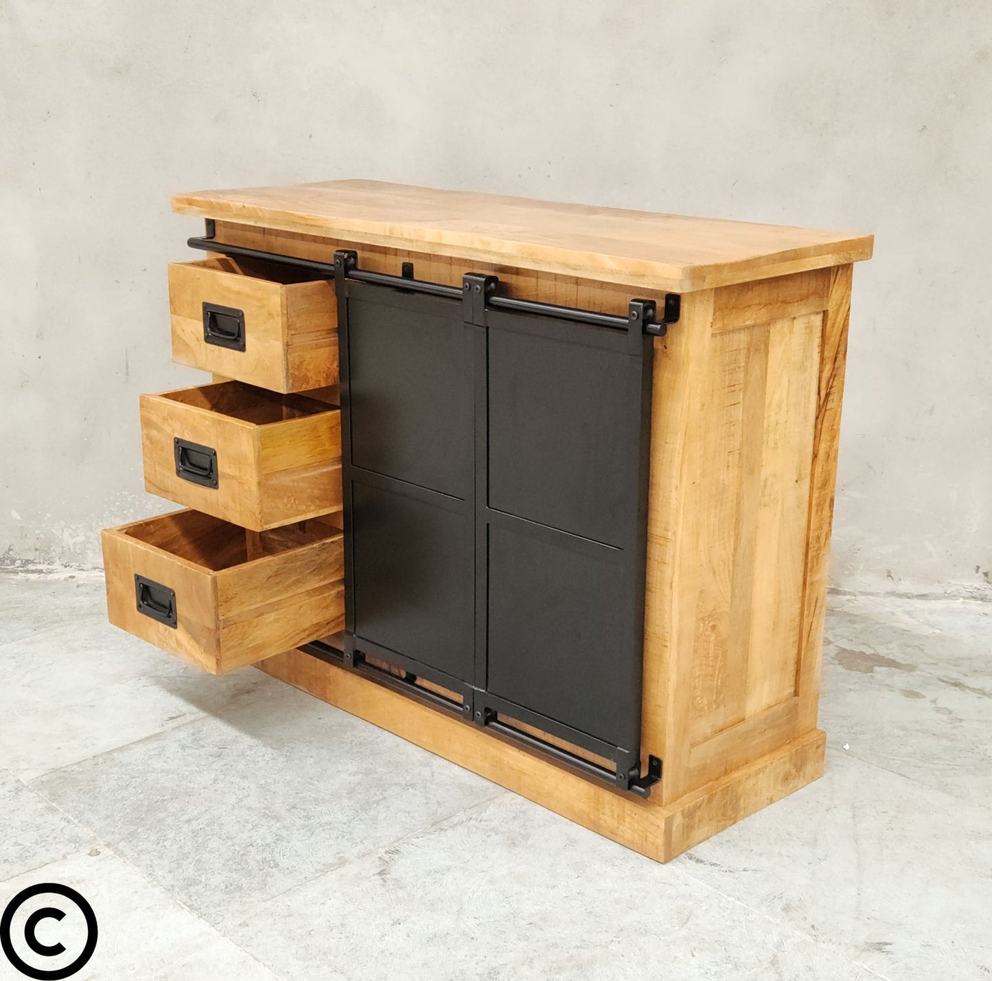 Buffet industriel 120 cm - manguier et métal - INDUS