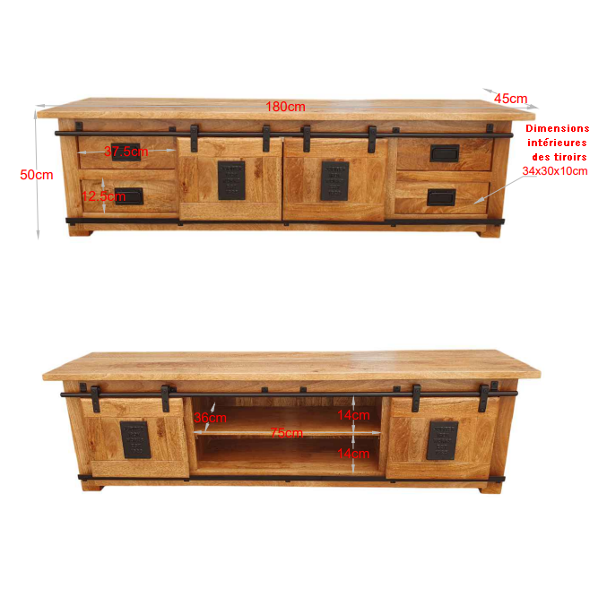 Découvrez notre meuble tv style industriel avec portes coulissantes, le choix idéal pour ajouter une touche de style et de fonctionnalité à votre espace de divertissement. Kukuu, meubles industriels de qualité.