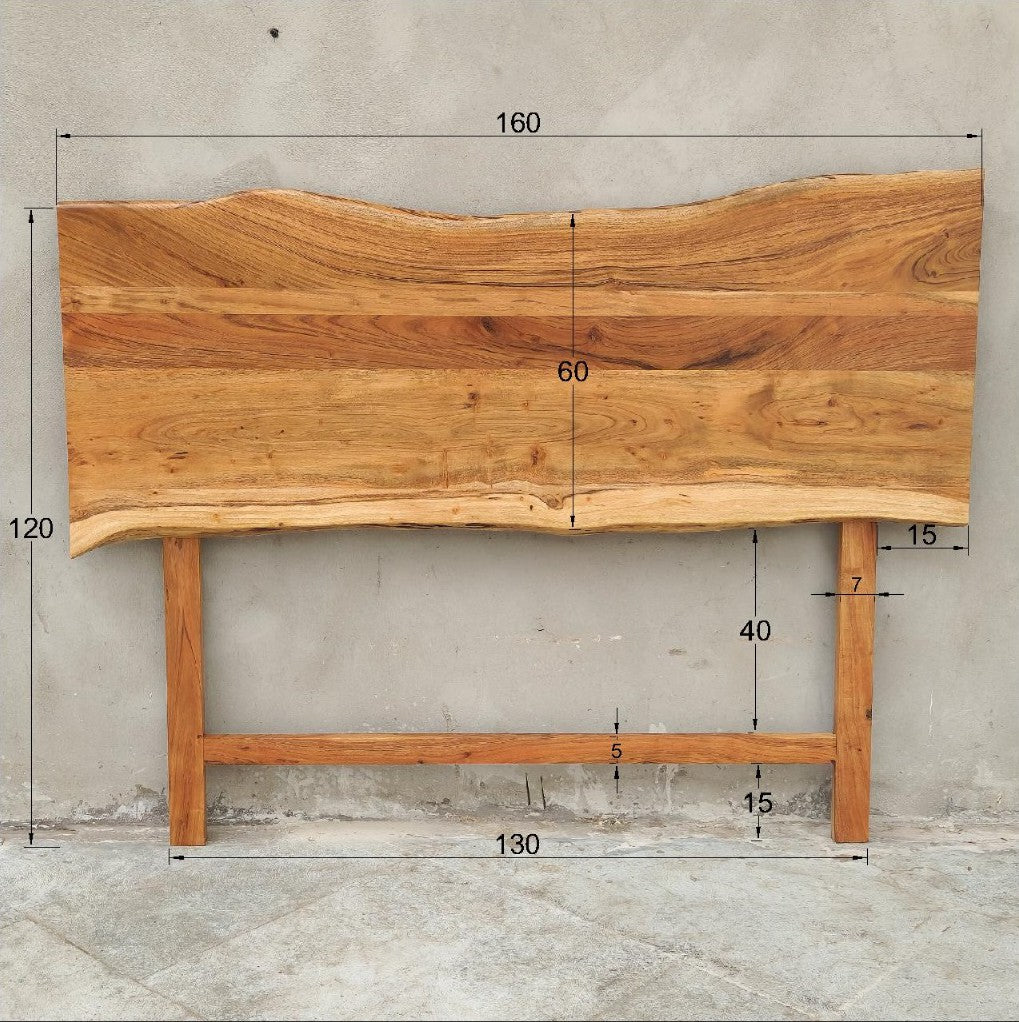 Dimensions détaillées – tête de lit acacia 160 cm finition naturelle – KUKUU