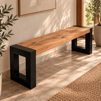 banc industriel 180 cm en bois de manguier et métal KUKUU
