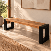 Banc industriel 180 cm en manguier massif et métal KUKUU