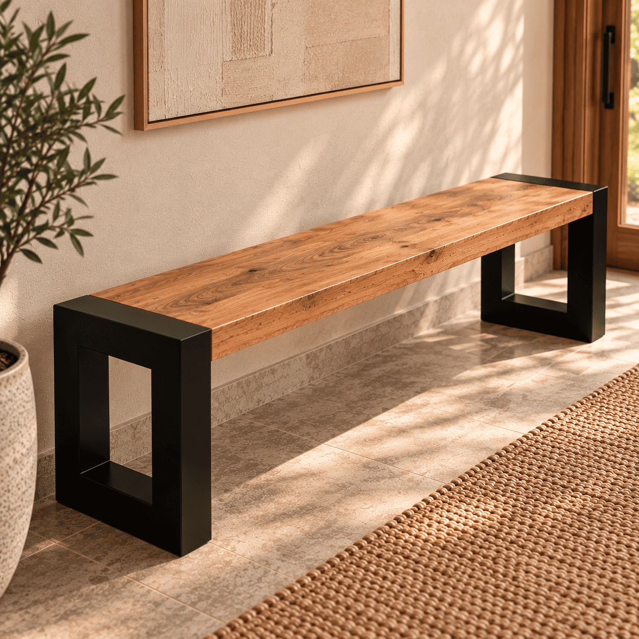Banc industriel 180 cm manguier et métal KUKUU