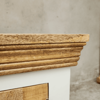 Meuble TV bois blanc 180 cm en manguier massif KUKUU, vue détail 