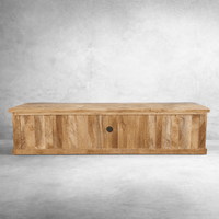 Meuble TV industriel 200 cm bois massif avec portes coulissantes  KUKUU - arrière