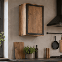 Meuble haut cuisine industriel en bois massif 