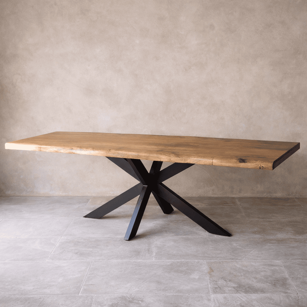 Table à manger industrielle extensible 160-260 cm bois massif KUKUU avec extensions