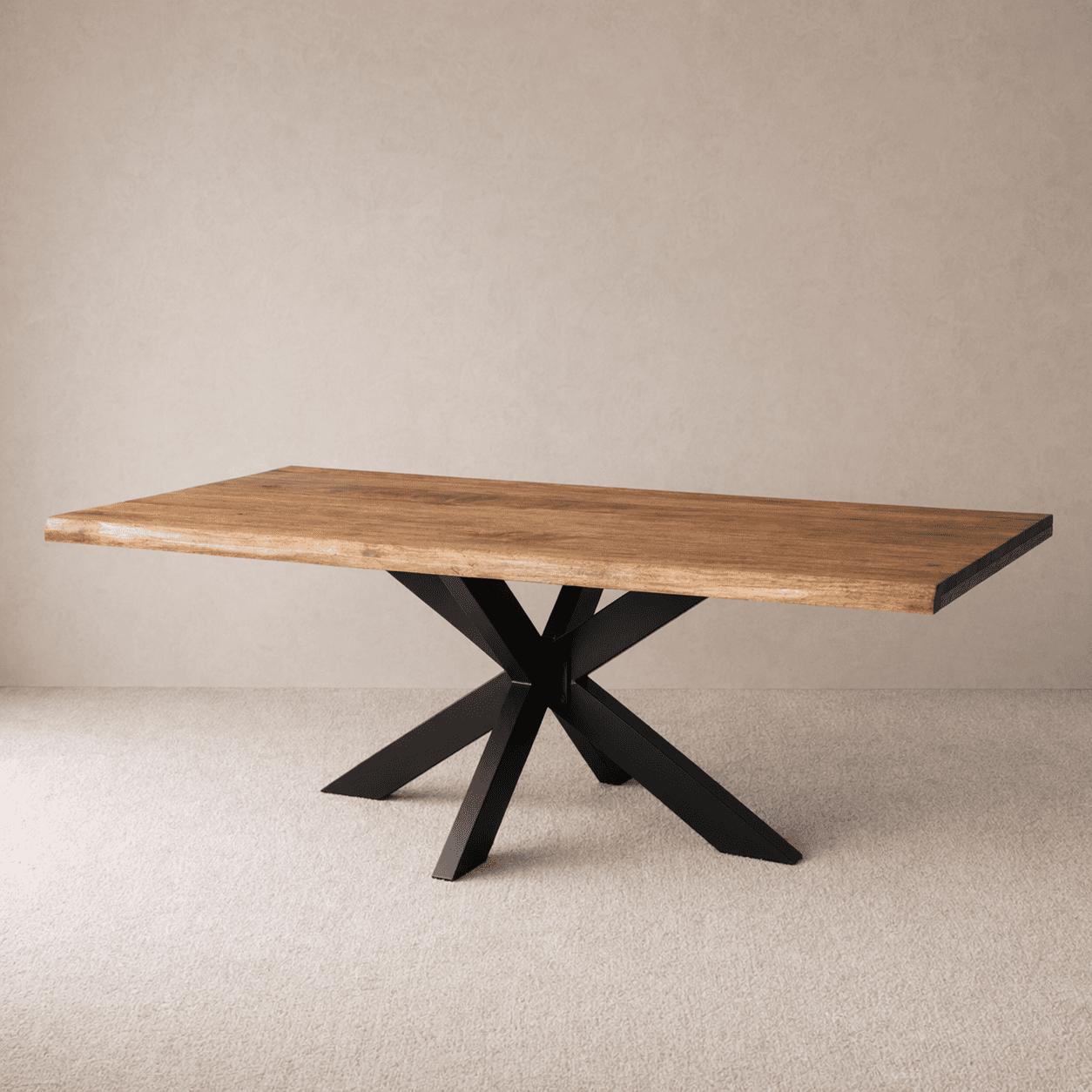 Table à manger industrielle extensible 200-300 cm bois massif KUKUU