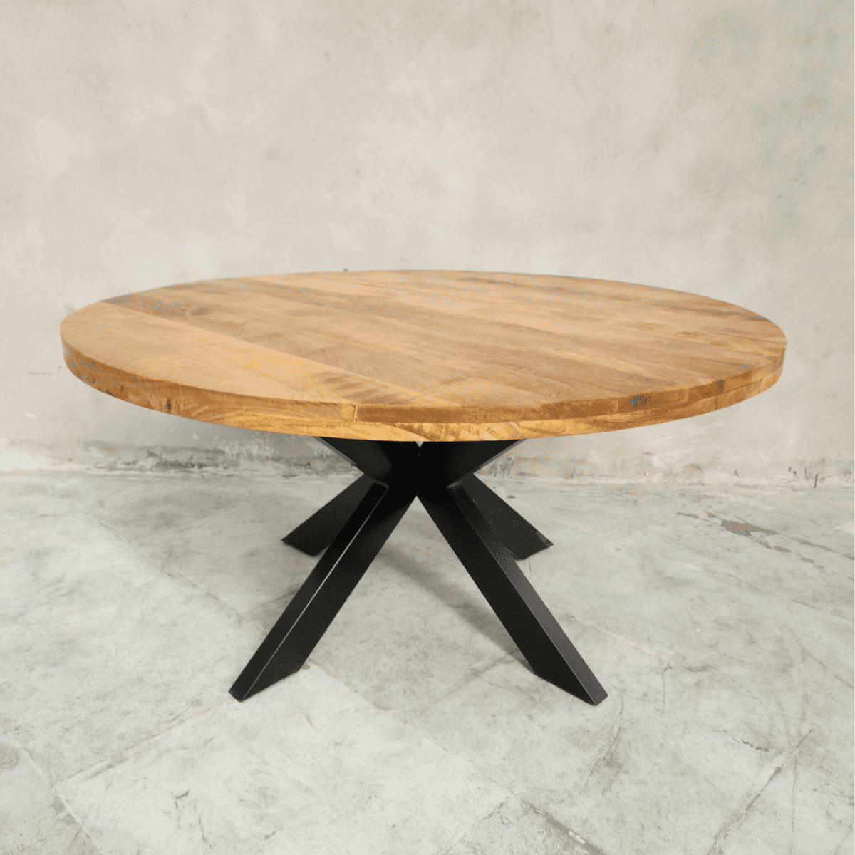 table à manger ronde industrielle 150 cm KUKUU - VUE PLATEAU