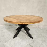 table à manger ronde industrielle 150 cm KUKUU - VUE PLATEAU