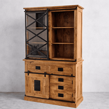 Vaisselier industriel 120 cm en bois massif de manguier KUKUU