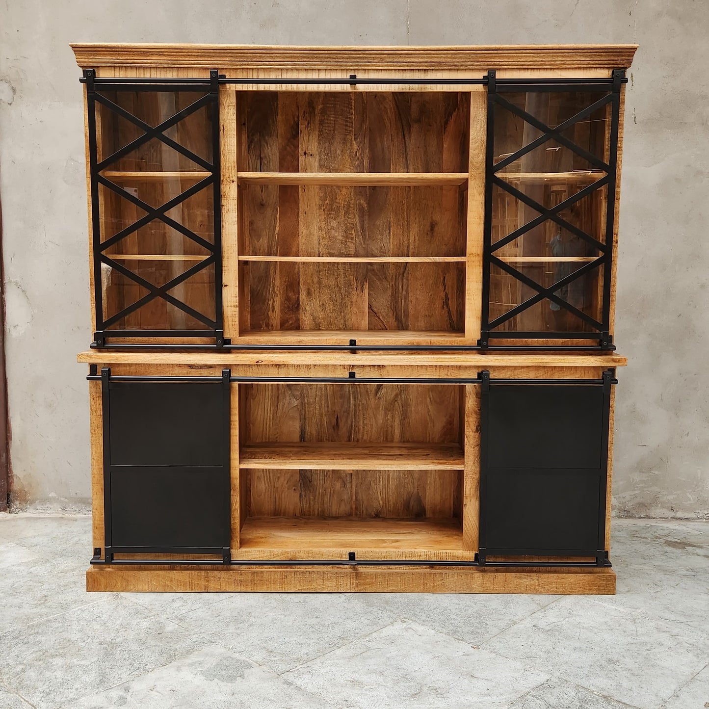 Vaisselier industriel 200 cm KUKUU - portes ouvertes