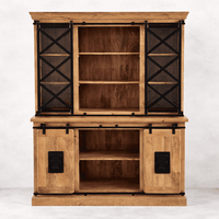 Vaisselier industriel 140 cm en bois massif de manguier – Collection New York