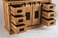 Vaisselier industriel 140 cm en bois massif de manguier – Collection New York