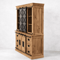 Vaisselier industriel 140 cm en bois massif de manguier – Collection New York