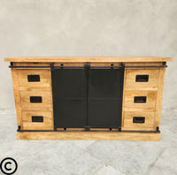 Buffet industriel INDUS - Bois massif et métal - 160 à 200 cm