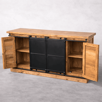 buffet industriel manguier 160 cm effet tiroirs portes coulissantes Kukuu