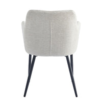 Chaise couture quadrillée avec accoudoirs et pieds en métal noir, vue arrière – dossier galbé au style épuré et élégant KUKUU.