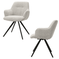 Chaise bouclette blanc cassé pivotante avec accoudoirs et pieds en métal noir – KUKUU