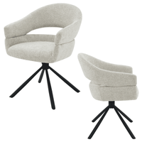 Ensemble de deux chaises au dossier ajouré avec accoudoirs – structure métallique noire – style moderne Kukuu