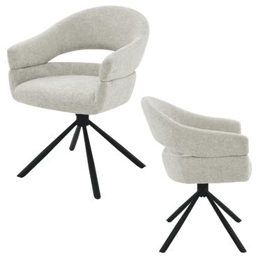 Ensemble de deux chaises au dossier ajouré avec accoudoirs – structure métallique noire – style moderne Kukuu