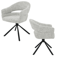 Chaise au dossier ouvert avec accoudoirs et pieds métal noir – vue avant et latérale – design contemporain Kukuu