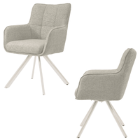 Chaise matelassée sable pivotante avec accoudoirs et pieds en métal clair, style contemporain – KUKUU