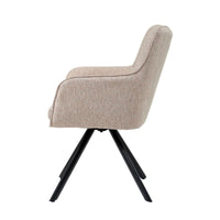 Profil de chaise design matelassée pivotante avec accoudoirs et structure en métal noir – KUKUU