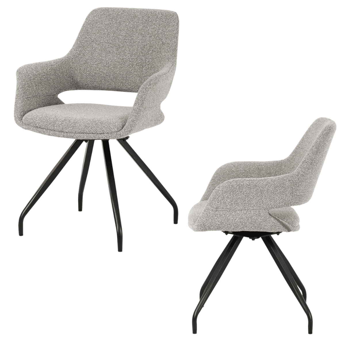 Chaise Design Pivotante Avec Accoudoirs Et Pieds En Métal Noir