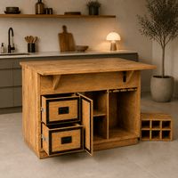 ilot de cuisine en bois massif industriel kukuu