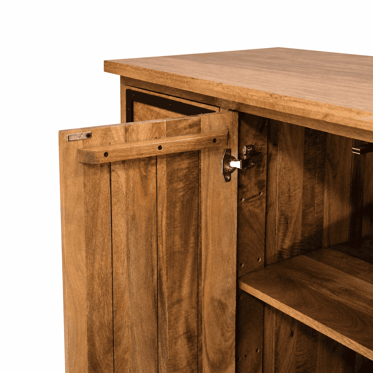Meuble bas de cuisine industriel en bois massif 120 cm - KUKUU - détail porte