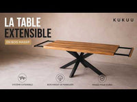Table à manger industrielle extensible 200-300 cm bois massif