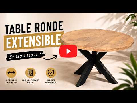 Table ronde extensible en bois massif | Découvrez-la dans notre showroom KUKUU